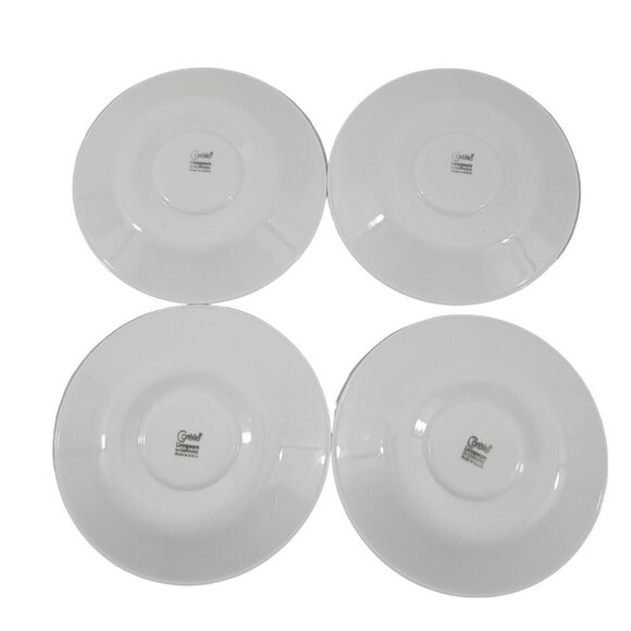 Vintage 1970’s Corelle Livingware Blue Ring Handle Snowflake Cup & Saucer Sets - Picture 9 of 16